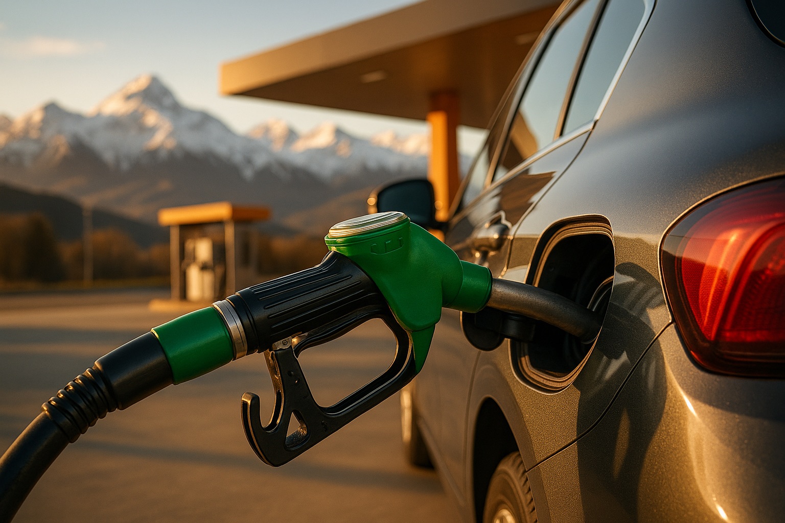 Diesel pump at a mountain petrol station, Pyrenees