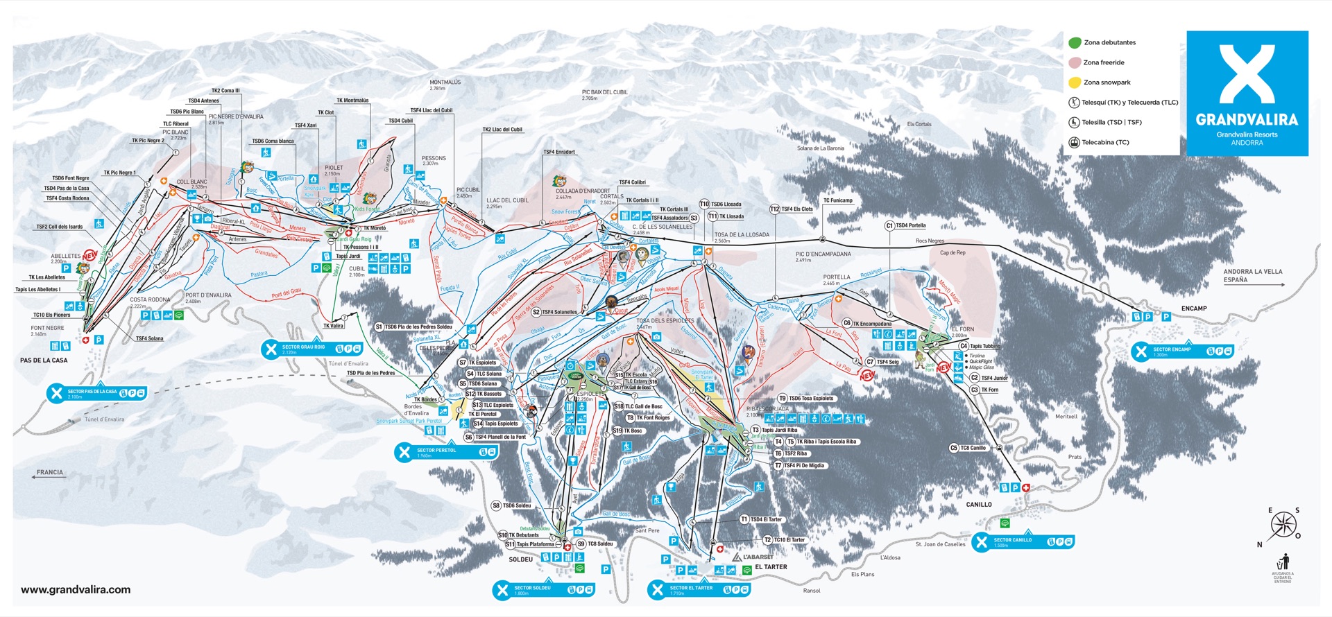 Pas de la Case piste map